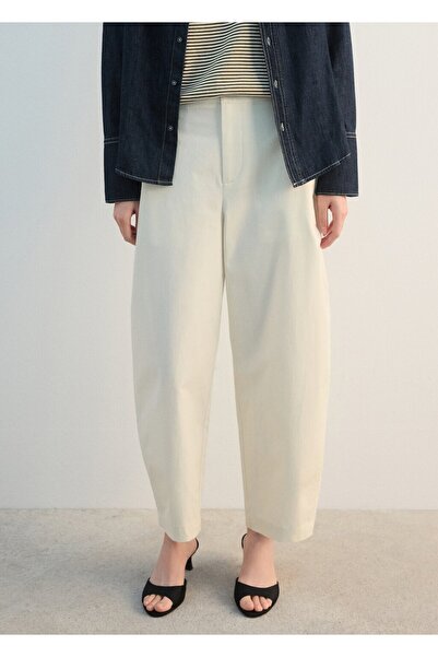 MANGO Woman Düz kesim pamuklu pantolon