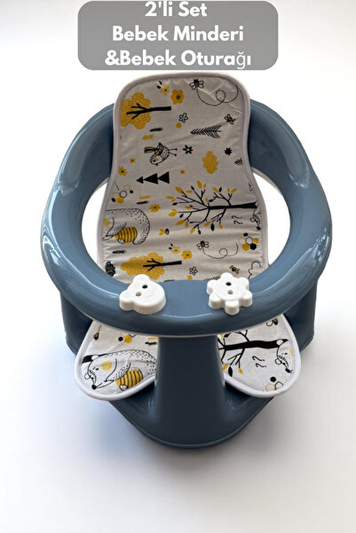 PONÇİK STORE 2'li Bebek Banyo Oturağı Ve Minder Seti - Vakum Taban Mama Otura...