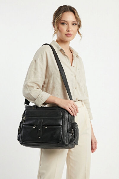 By Hakan Women's Black Local Washed Leather Shoulder Crossbody Bag Byhakan Jn...