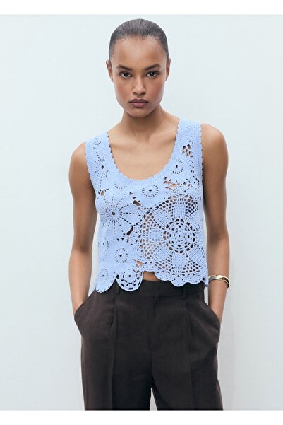 MANGO Woman Kroşe çiçekli bluz