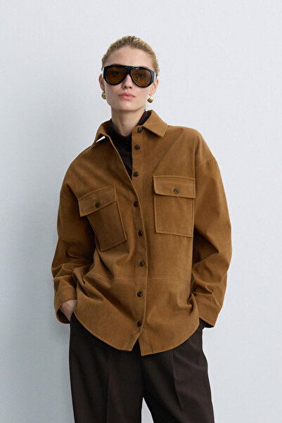 BE BLUE Camel Suede Shirt