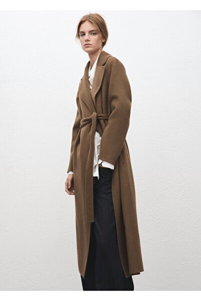 MANGO Woman El yapımı yün kemerli palto