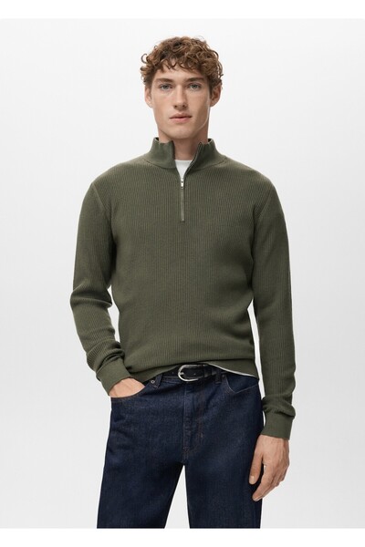 MANGO Man Ribana fermuarlı yaka kazak