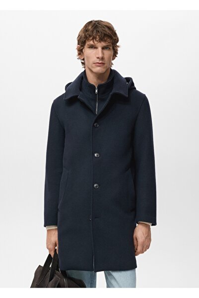 MANGO Man İç yakası çıkarılabilir yün palto