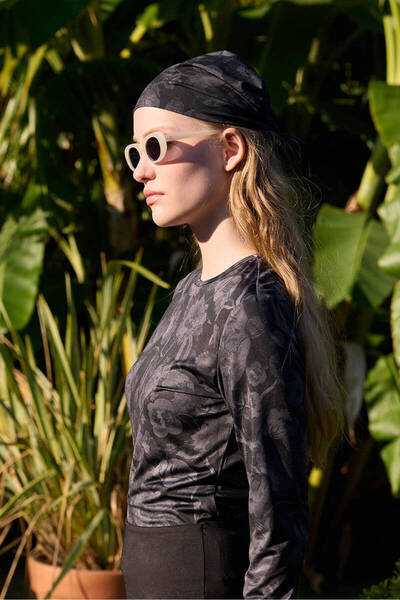 BE BLUE Μπαντάνα με ρετρό μοτίβο ανθρακί