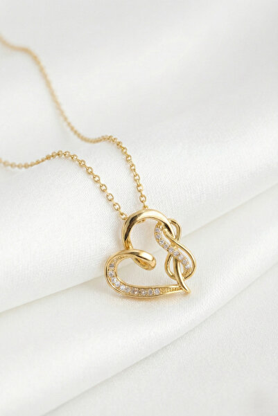 özgül takı ve tasarım قلادة نسائية من الفولاذ المقاوم للصدأ بلون ذهبي مع حجر ...