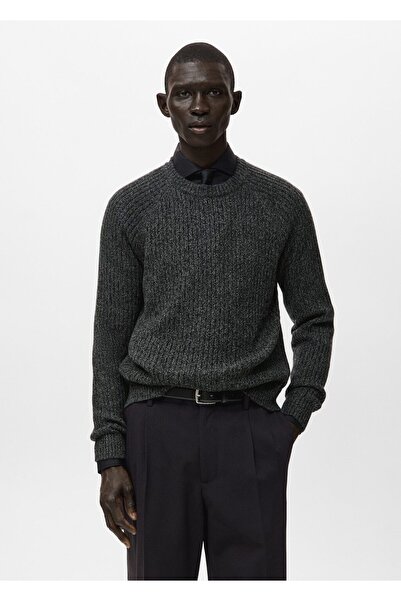 MANGO Man Yün karışımlı fitilli triko kazak