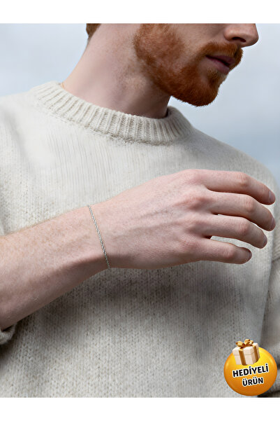 Piercing Market Steel & Silver Erkek Gümüş Renk Model Tasarım Bileklik