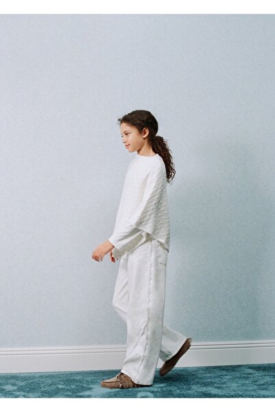 MANGO Kids Dekoratif dikişli wideleg jean pantolon