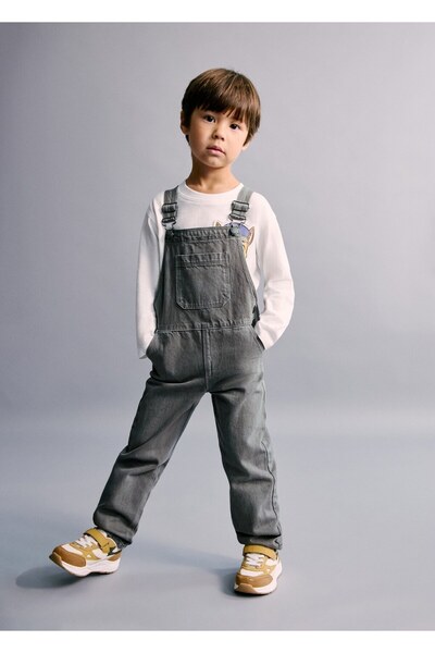 MANGO Baby Düz kesim denim salopet