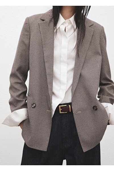 MANGO Woman Mikro kazayağı desenli çift düğmeli blazer ceket