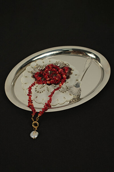 BE BLUE قلادة من الحجر الأحمر الطبيعي