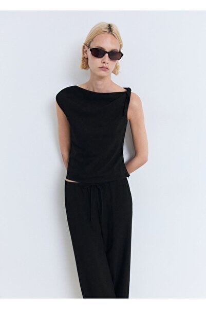 MANGO Woman Bağcıklı düz kesim pantolon