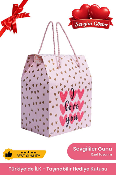 OGTWO Sevgililer Günü Özel Hediye Kutusu & Çanta Karton Hediye Paketi Kalpli ...