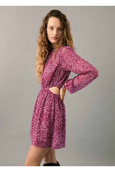 Mango Teen Paisley desenli cut out detaylı elbise