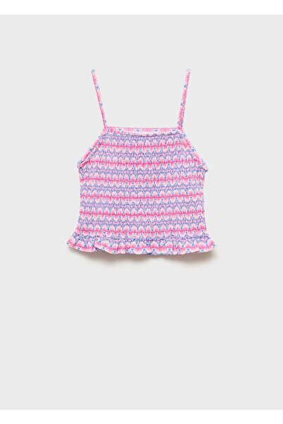 MANGO Kids Gemusterte, geraffte Bluse