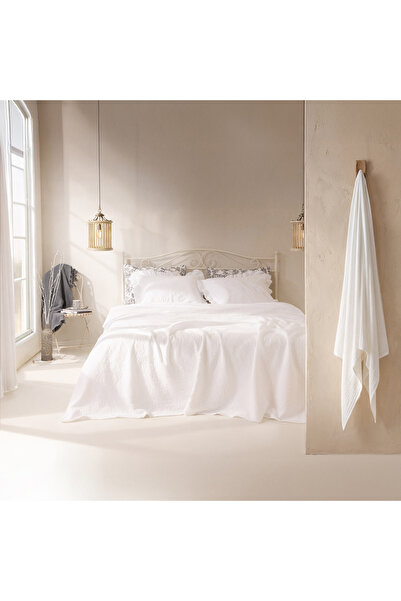 Evidea Set cuvertură de pat dublă Soft Mauro - Alb - 220x240 cm + 50x70 cm