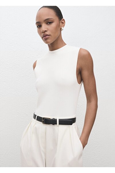 MANGO Woman Kombine kumaş kemerli tulum