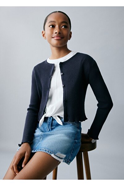 MANGO Kids Cardigan din tricotaj cu nervuri
