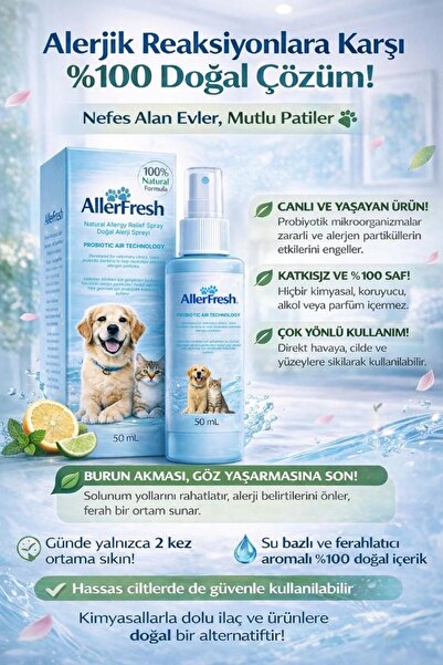 Aller Fresh Evcil Dostlarınız İçin Probiyotikli Doğal Alerji Önleyici Sprey