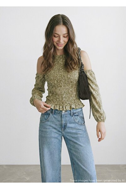 Mango Teen Cut out detaylı büzgülü bluz