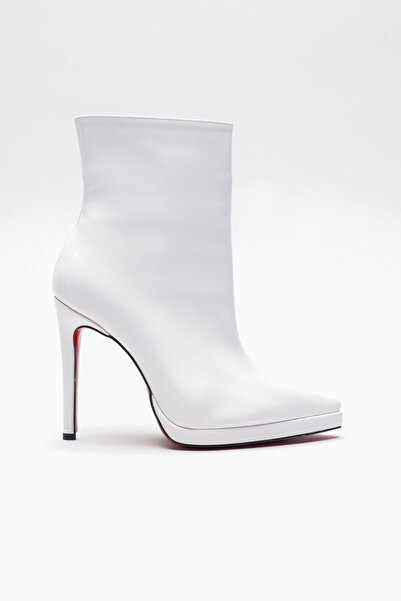 Ayakkabı Ateşi Дамски ботуши с остри върхове и тънки токове Accosie White Rugan