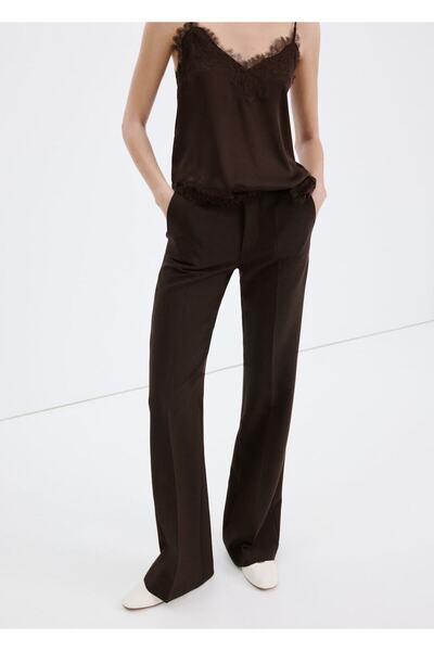 MANGO Woman Orta belli wideleg pantolon