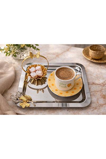 Genel Markalar 6'Lı Paslanmaz Çelik Kare Model Hobistan Kelebek Aksesuarlı Lü...