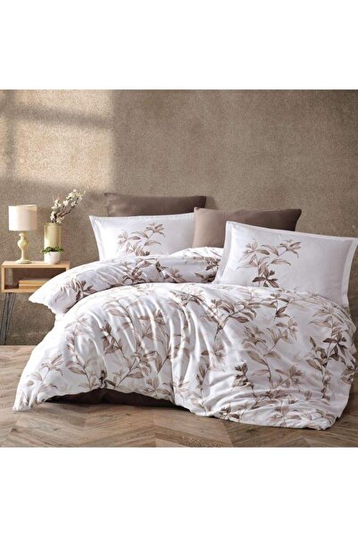 Clasy Cotton Satin Double Duvet Cover Set Mass v1 Brown