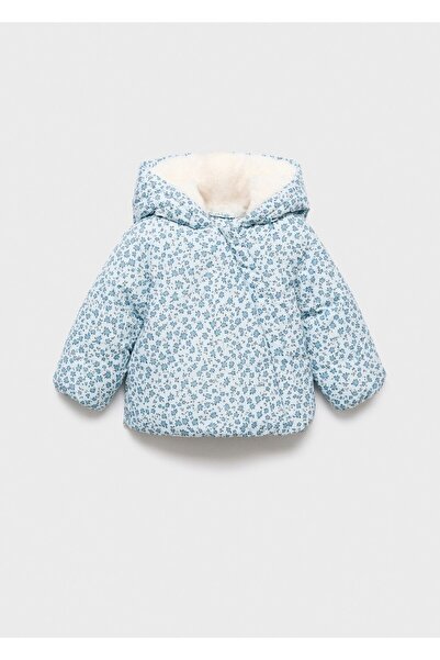 MANGO Baby Çiçek desenli tüylü anorak
