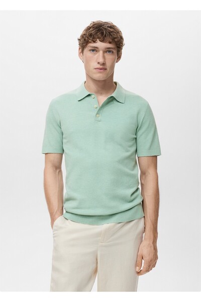 MANGO Man İnce triko pamuklu polo tişört