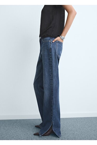 MANGO Woman Yırtmaçlı düz kesim jean