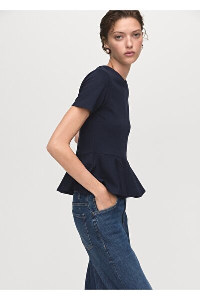 MANGO Woman Kısa kollu peplum tişört