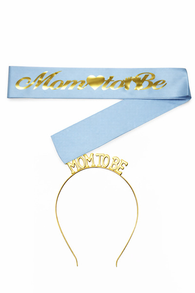 Larenya Set Baby Shower cu Coroană Metalică pentru Mame Viitoare și Cureaua A...