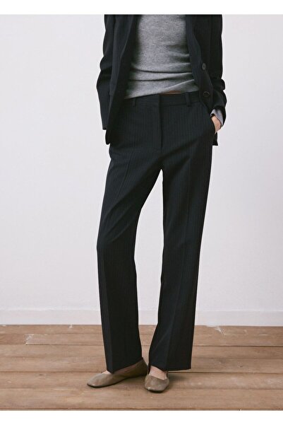 MANGO Woman Düz kesim kumaş pantolon