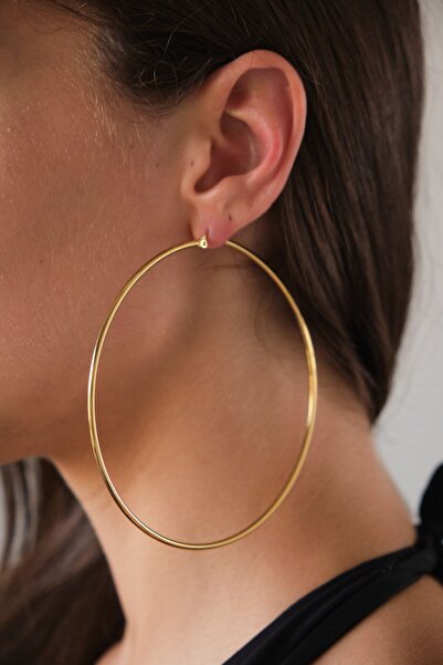 ByFlorya Jewelry Çelik Halka Küpe Kararmaz Çember Halka Küpe Çap 9cm