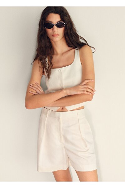 MANGO Woman Жилет з тканини з додаванням льону