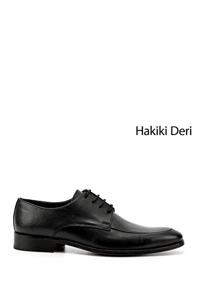 GÖNDERİ(R) Men's Black Laced Leather Sole Genuine Leather Classic Shoes