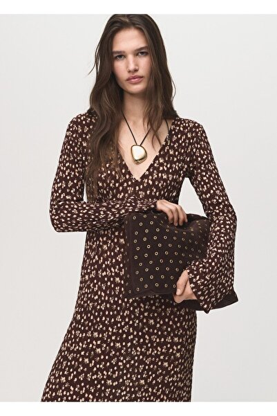 MANGO Woman V yaka desenli elbise