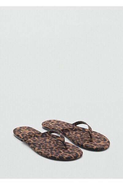 MANGO Woman Leopar desenli kayışlı sandalet