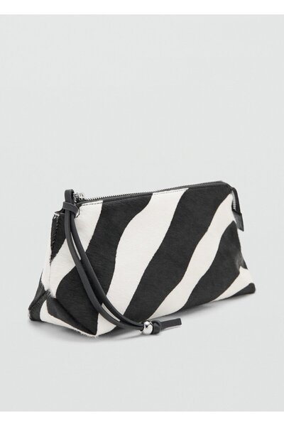 MANGO Woman Zebra desenli deri seyahat çantası
