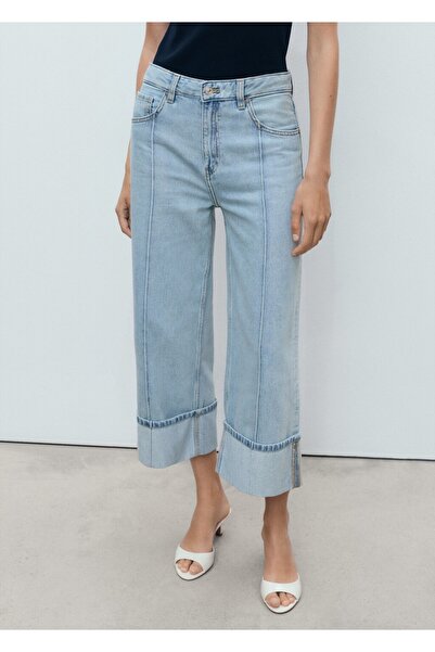 MANGO Woman Paçaları kıvrık wideleg jean