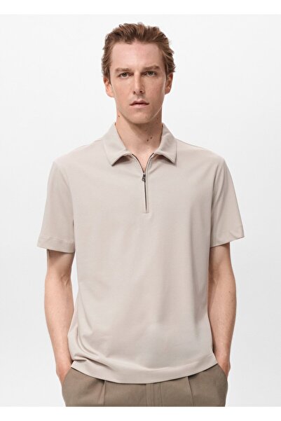 MANGO Man Yakası fermuarlı polo gömlek