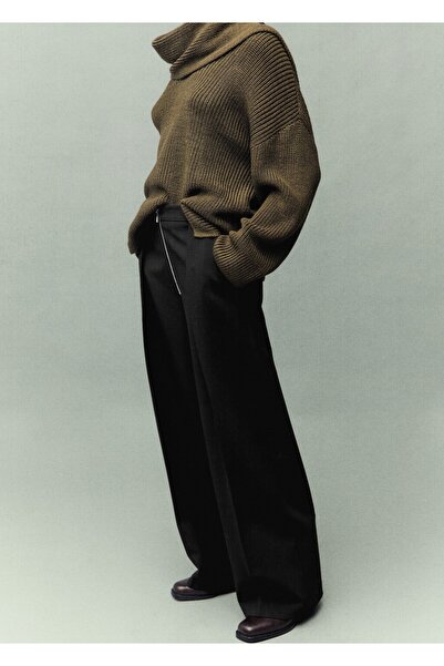 MANGO Woman Pileli fermuarlı pantolon