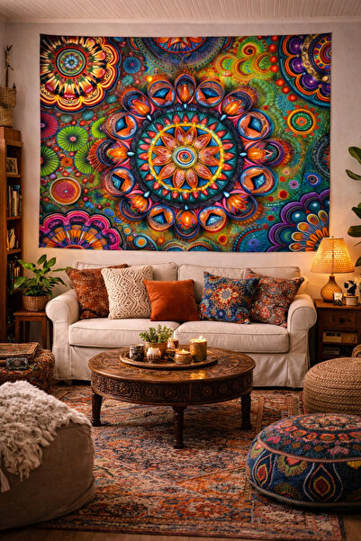 Vendini Kaliteli Kumaş, Canlı Renkler Duvar Halısı Duvar Örtüsü Wall Tapestry