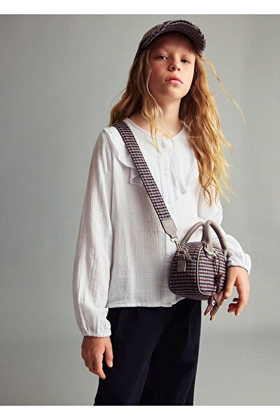 MANGO Kids Volanlı kırışık bluz