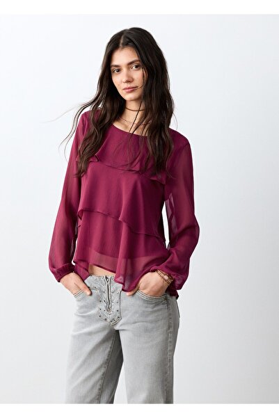 Mango Teen Volanlı dökümlü bluz