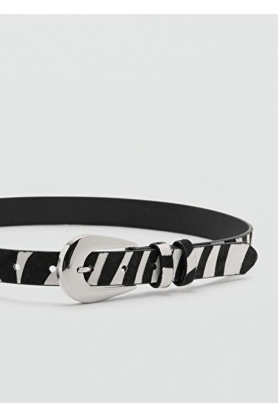 MANGO Woman Zebra desenli deri kemer