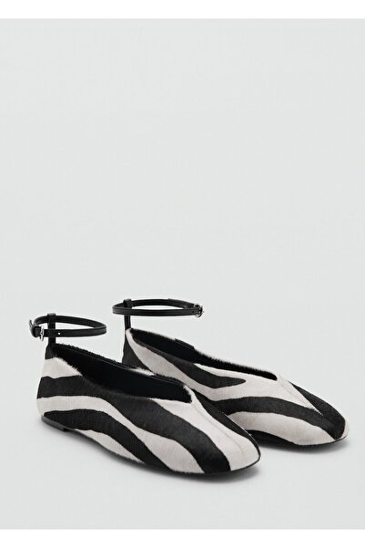 MANGO Woman Kürk bileklikli deri ayakkabı