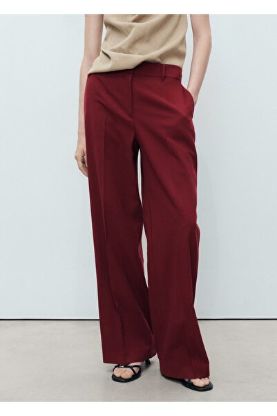 MANGO Woman Düz kesim orta belli pantolon